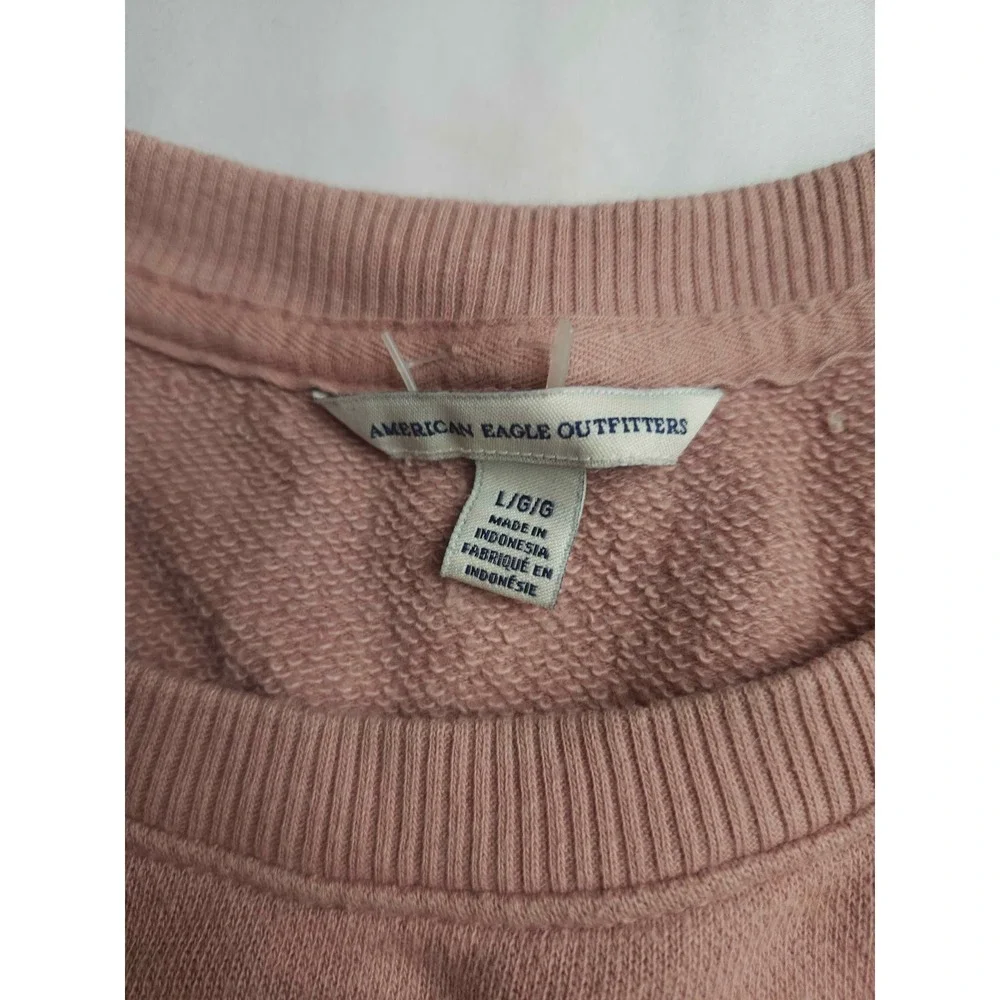 American Eagle Outfitters Mauve Pink Velour Sleeve Sweatshirt Womens Large
